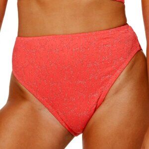 Jessica Simpson Flower Power High-Waist Bikini Bottoms Mandarin Size Large